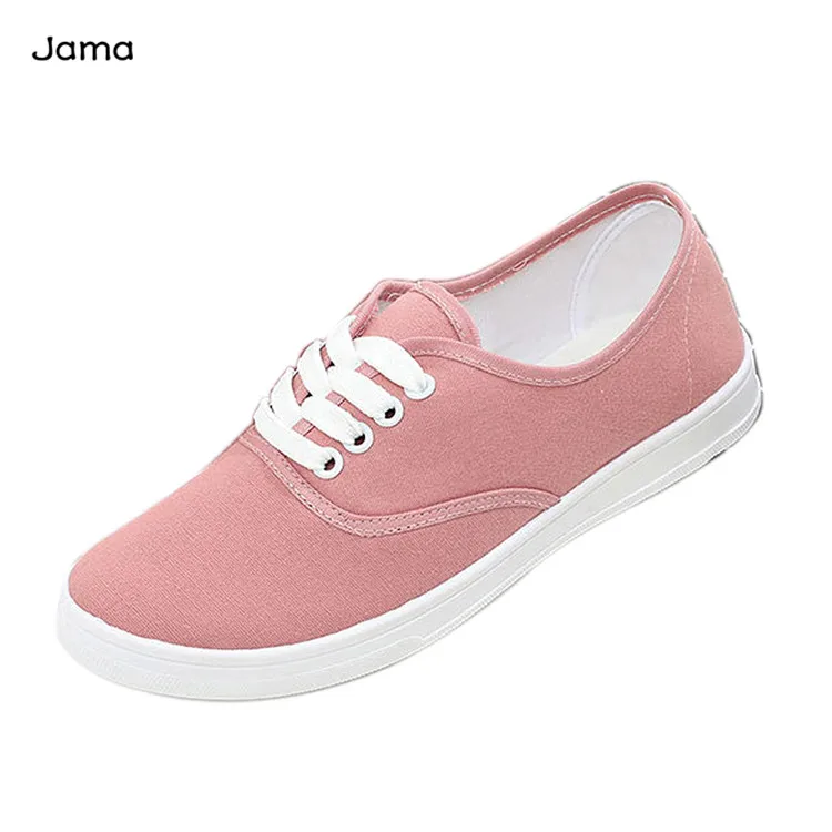 

Jama Custom Canvas Shoes Women Big Size Ladies Women'S Fashion Sneaker Flat Casual Woman Shoe, White, red, black, pink, gray, blue, yellow