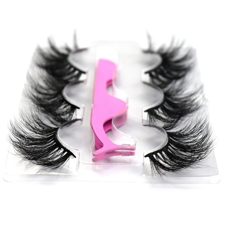 

Newest No Glue Needed 25MM Strips Eyelash Bulk 3D Mink Lashses With Packaging