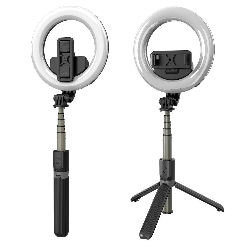 

Detachable Tripod wireless shutter Selfie Stick w/ Ringlight L07, Black
