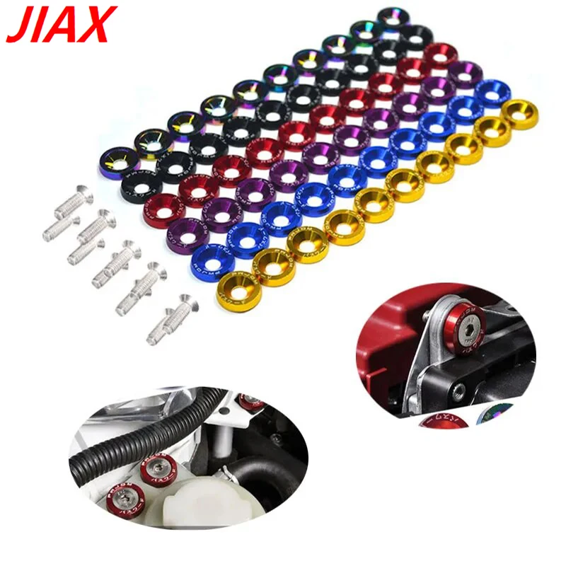 

M6 JDM Fender Washer Universal Aluminum Engine Bay Dress Up Bolts Fasteners M6 Fixed Bumper Screw Gasket Kit