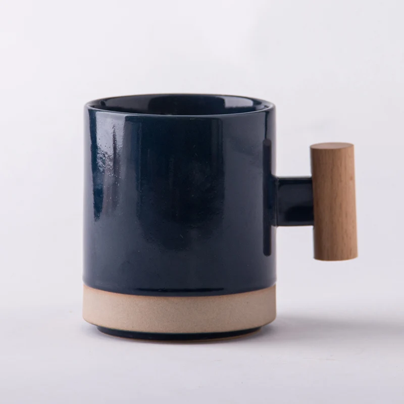 Кружки керамические темные с деревянной ручкой. Чашка без ручки для фильтр кофе керамическая.