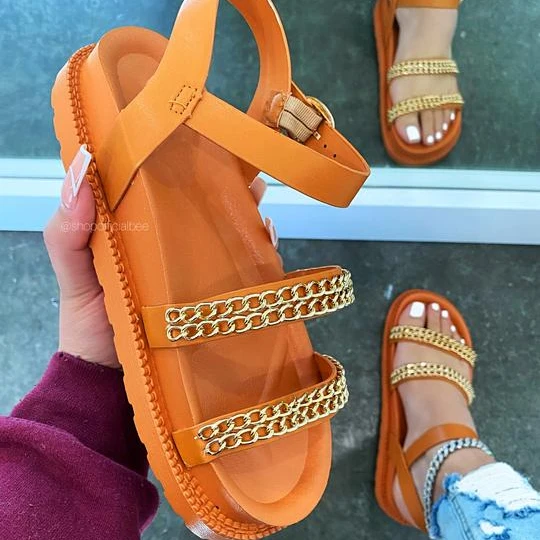 

New summer 2021 Large Size Platform Rhinestone Kitten Metal Chain Heighten Buckle Women Sandal, Peacock