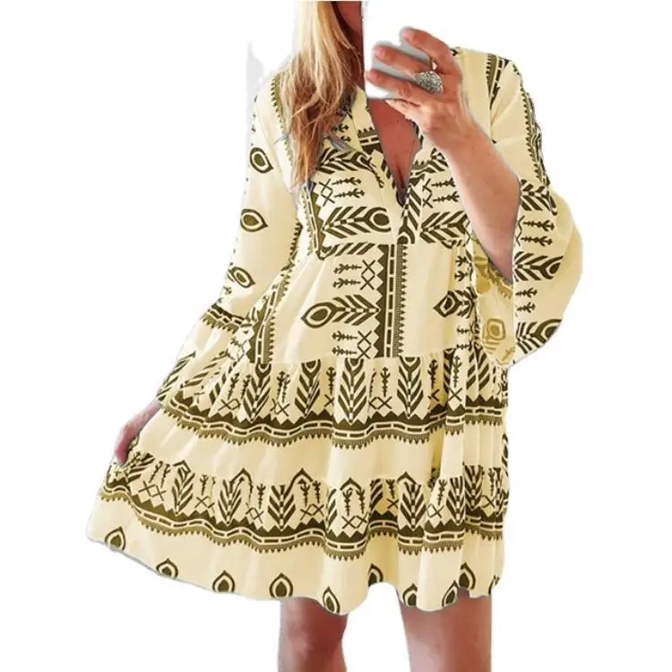 

2021 Spring and Autumn New Printed Ladies Dress Hot-selling Candy Color Short Skirt