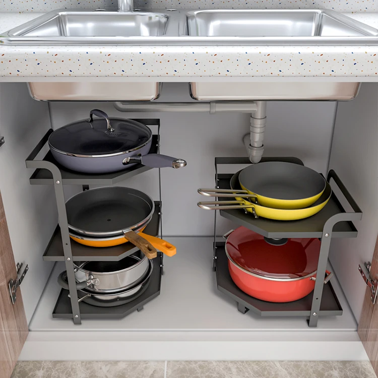 

Multi-layer Kitchen Pan Storage Rack, More Bigger and Durable Kitchen Cabinet Pantry Pan Holder Pot Lid Organizer, Black