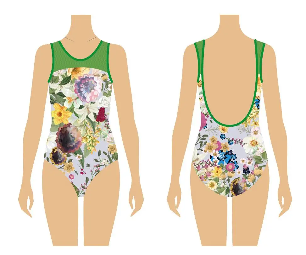 

Girls Lace Front And Back Sleeveless Green Gymnastics Leotards For Ballet Dance