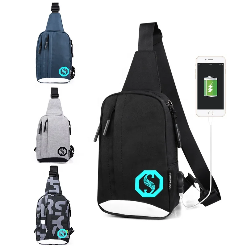 

men sling bag crossbody cross-body chest bag with usb