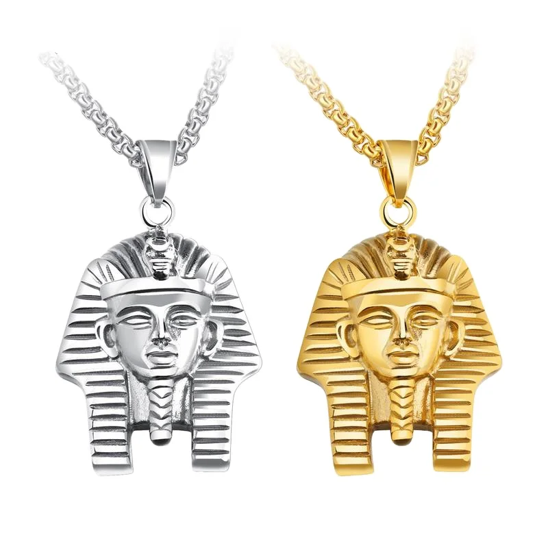 

Egypt Pharaoh Pendant Fashion Jewelry Accessory Gold Men Necklace Beaded Chain Stainless Steel Necklace