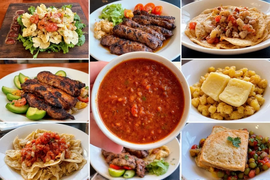 Ghost pepper salsa served with various food pairings including grilled meats, tacos, and cheese platters