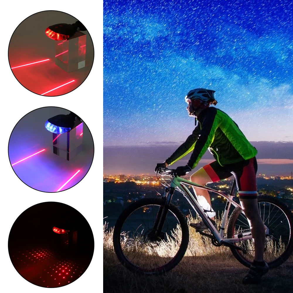 

Waterproof Bicycle Cycling Lights Taillights LED Laser Safety Warning Lights Bicycle Tail Accessories Light