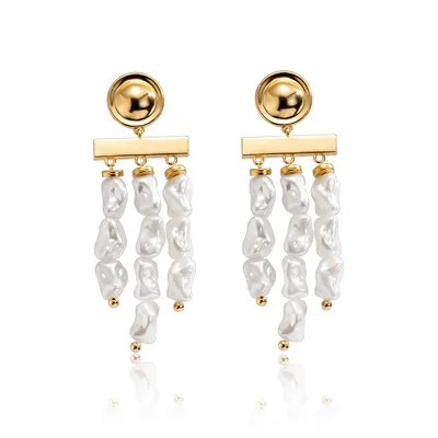 

Jachon exaggerated creative earrings special-shaped imitation pearl tassel ear stud fashion third dimension earrings, As picture