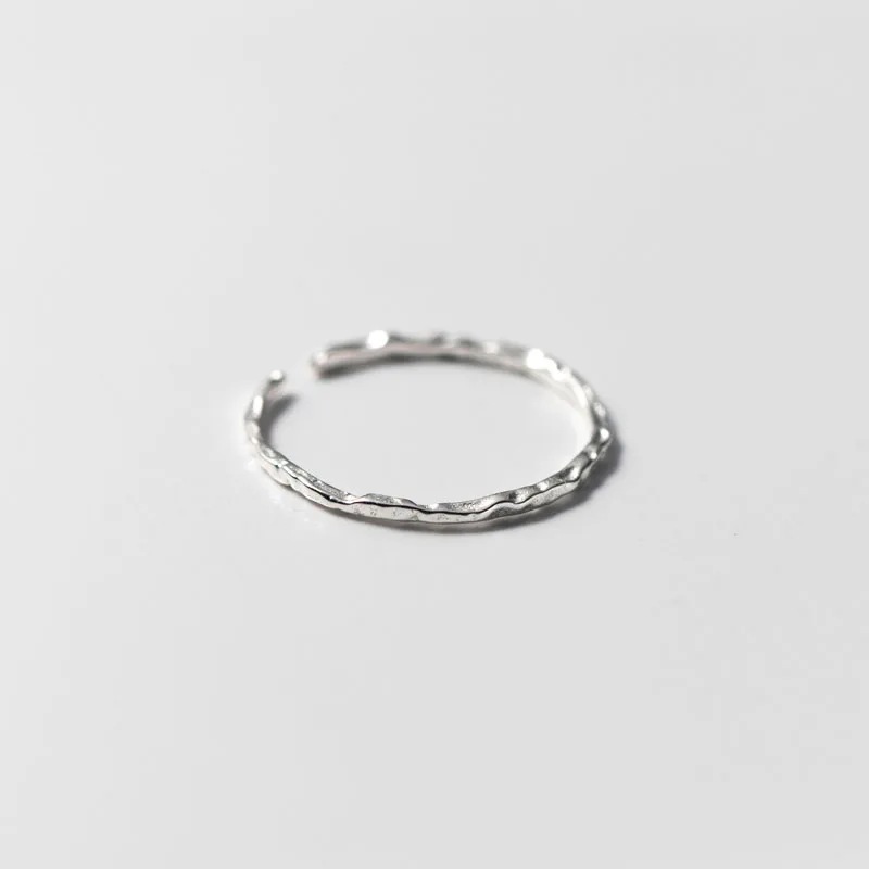 925 Sterling Silver Small Delicate Texture Thin Stackable Open Ring for Girls