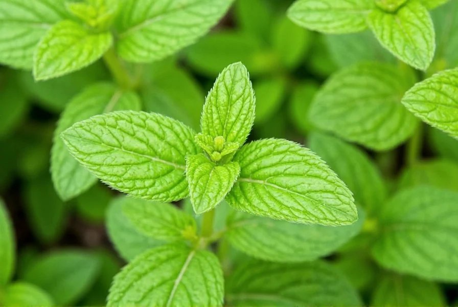 Ginger mint herb plant showing distinctive fuzzy leaves and purple-tinged stems