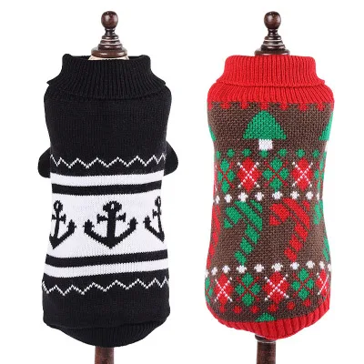 

Europe and the United States popular pet knit clothes autumn and winter dog warm Christmas sweater puppy holiday clothing custom, Red,black