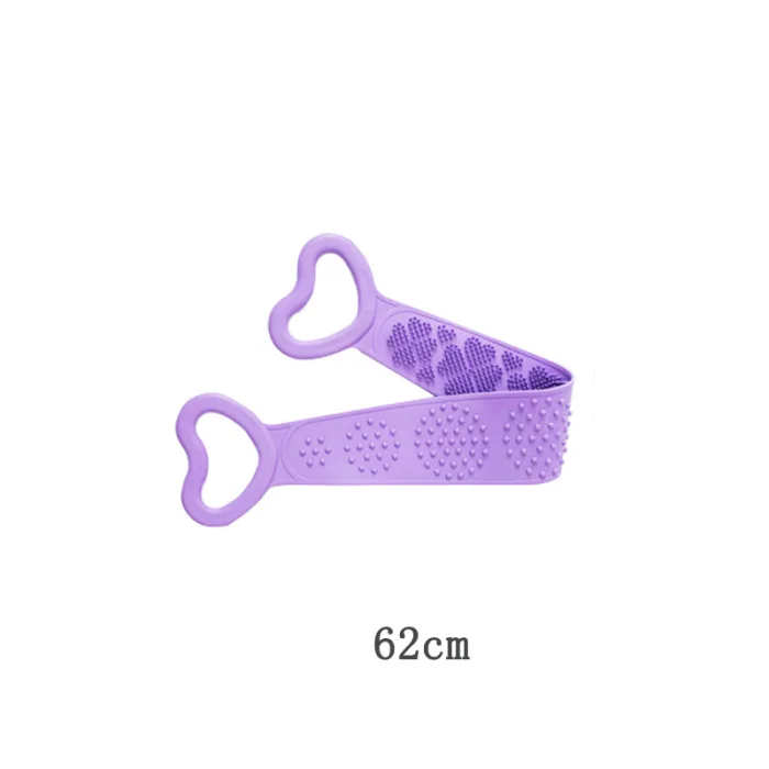 

A873 62cm Silicone Brushes Bath Towel Rubbing Back Skin Clean Peeling Mud Body Massage Shower Extended Scrubber Shower Brushes, Purple,green,blue,pink