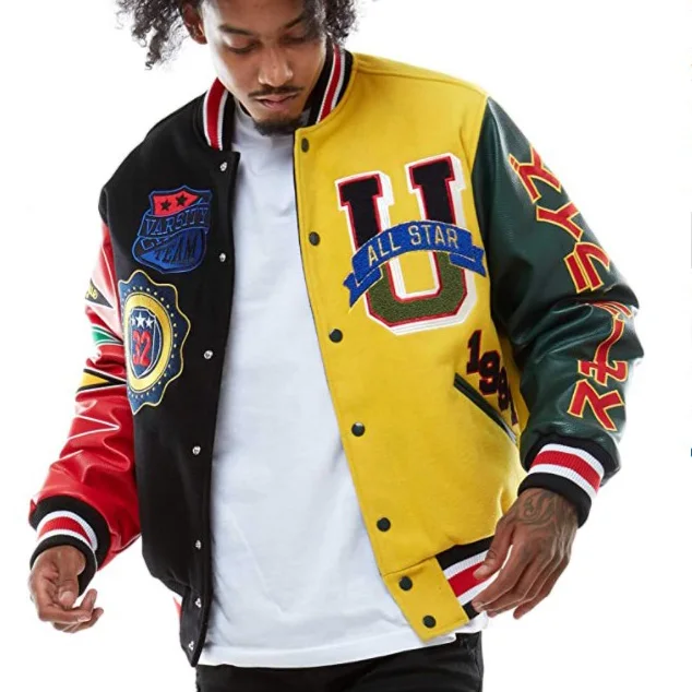 

Embroidery Patches Custom Men Letterman Jacket Baseball Leather Street Plus Size Coat jackets for men 2021, Customized color