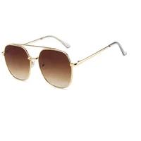 

wholesale trendy cheap oem uv400 custom gold frame double bridge gradient unisex metal square woman mens sunglasses sun glasses