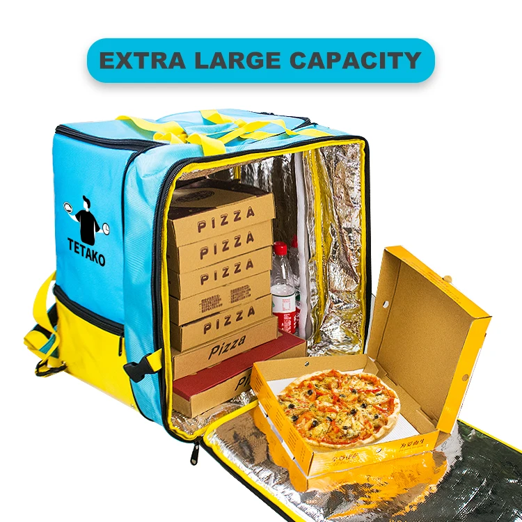 
Expandable Large Motorcycle Aluminium Foil Thermal Lunch Food Delivery Bag Cooler Pizza Bike Insulated Food Delivery Backpack 