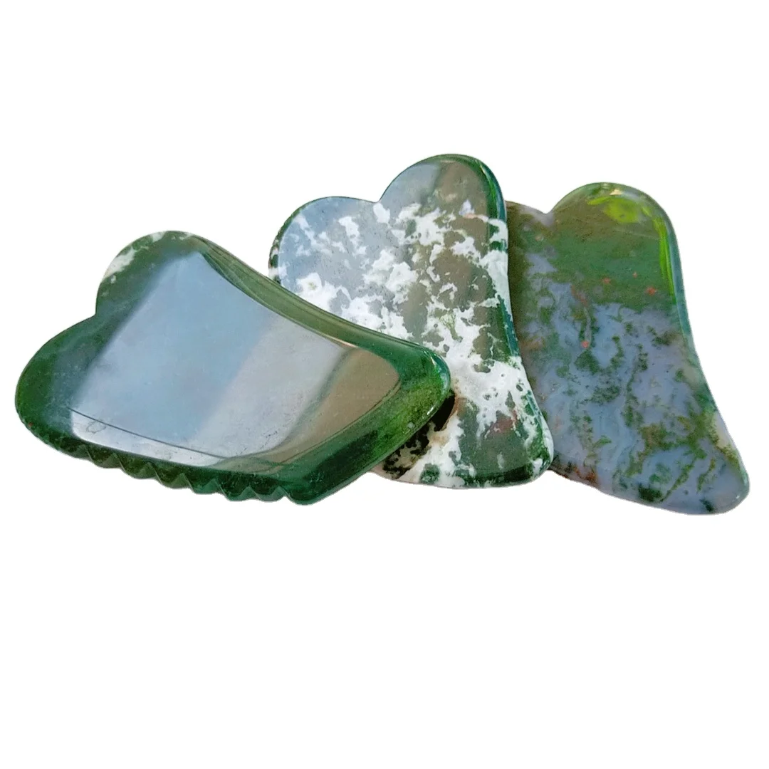 

Moss agate Body Care and Health Guasha Chinese Medical jagged square shape Beauty Gua Sha Scraping Green Board