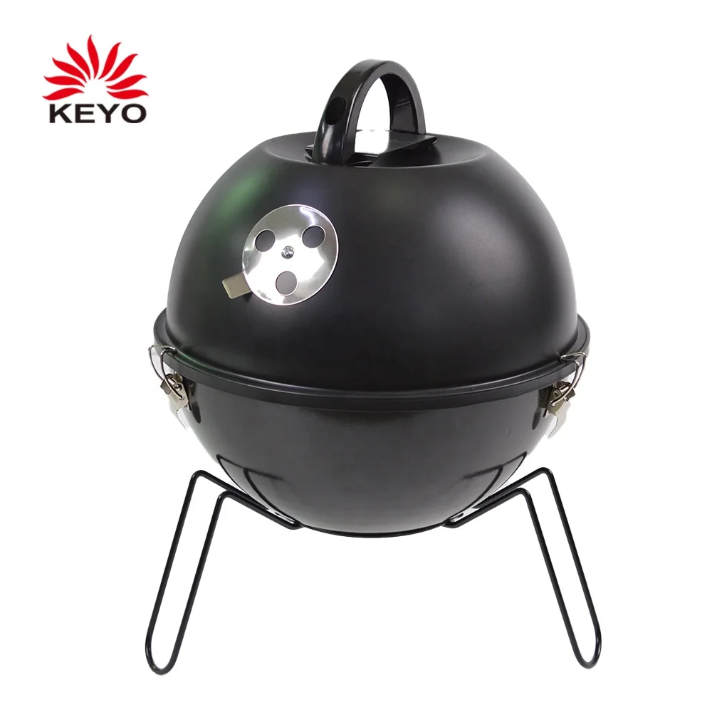 

In Stocks Small Size Round Portable Barbecue Football Shaped Charcoal Bbq Table Grills