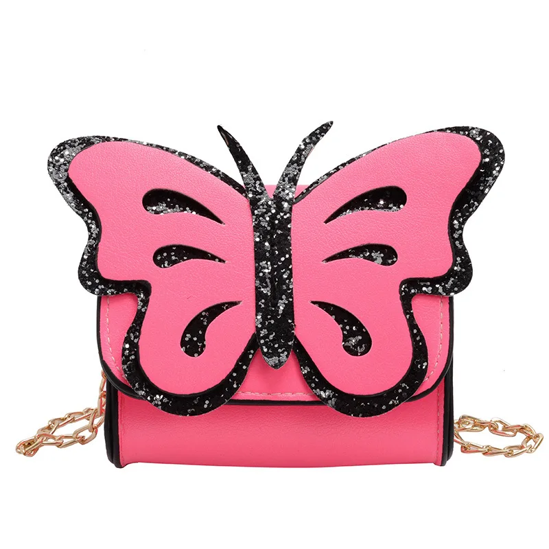 

Cute butterfly PVC Leather Kids Girls Children Mini Shoulder Bags Handbags, Black, pink,fuxia,white.green,yellow