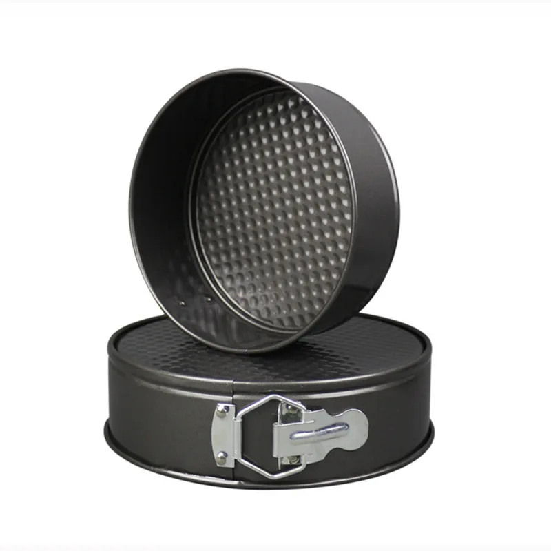 

Hot Sale 3 Pieces Of Stainless Iron Round Cake Baking Supplies Tools Pan Molds Set With Removable Bottom, Dark gray