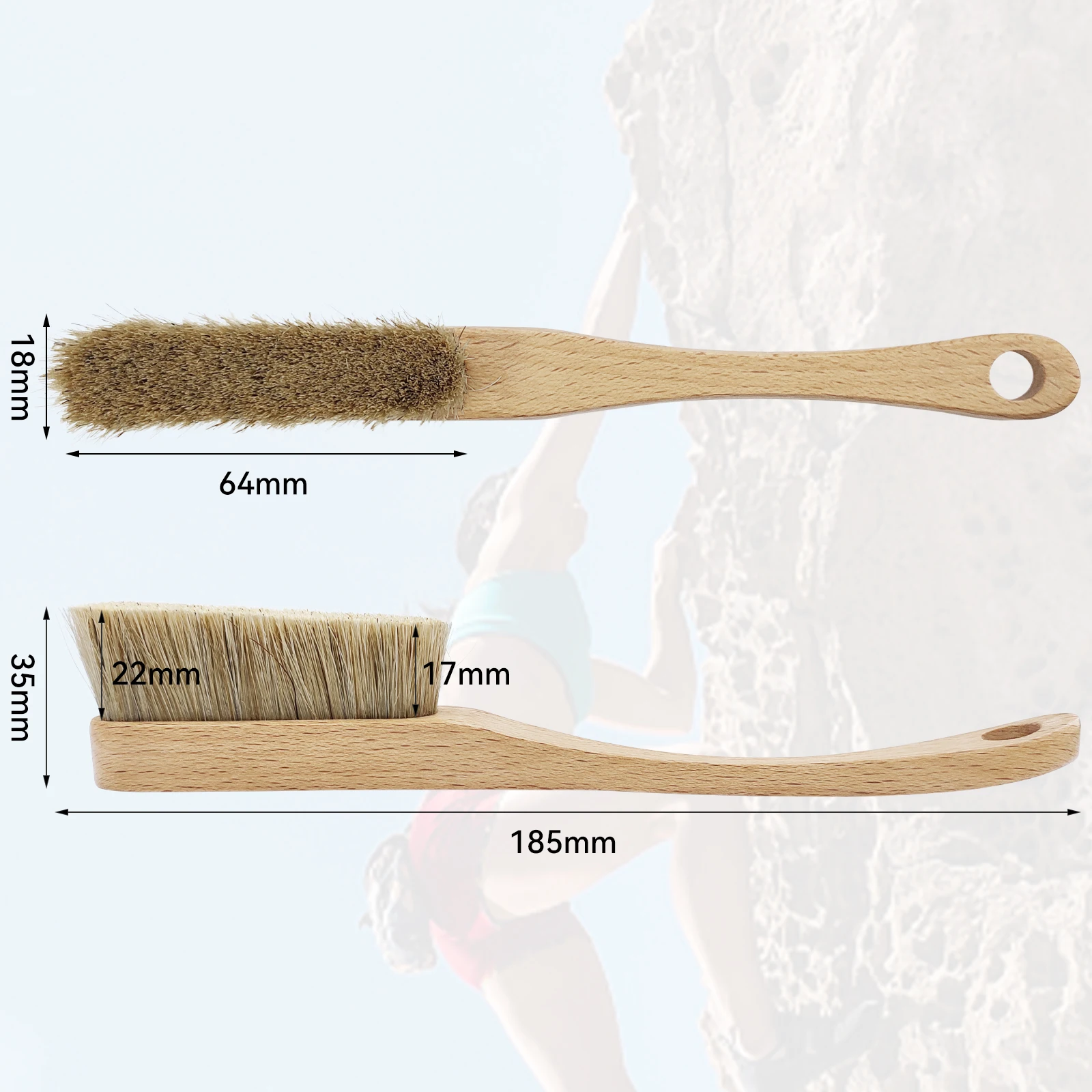 Sports & Entertainment Rock Climbing Brush with Natural Wooden Handle and Belay Glasses Boars Hair Accessory