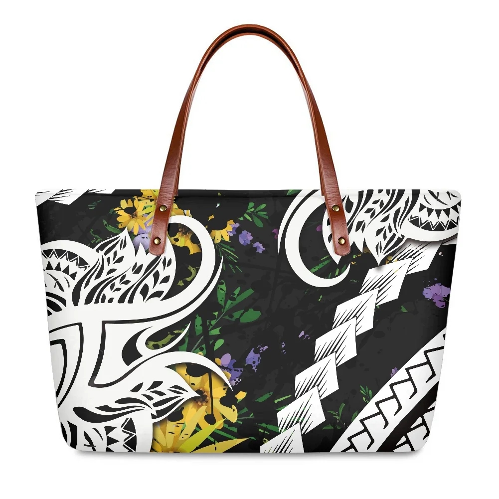 

Polynesian Ethnic Maori Floral Print Bags Women Handbags Ladies designer Casual Neoprene Top Handle Shoulder Purse Tote Hobo Bag