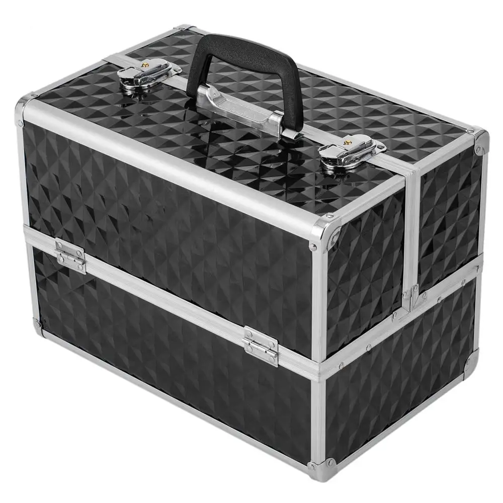 

Portable Lockable Aluminum Makeup Storage Box Cosmetic Case Organizer
