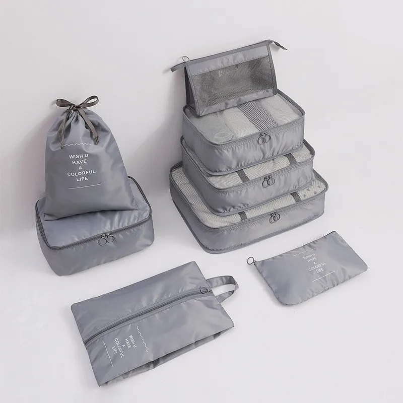 

Travel storage bags 8 pcs for suitcases luggage packing organizers for travel accessories with shoe bag 8 set packing cubes