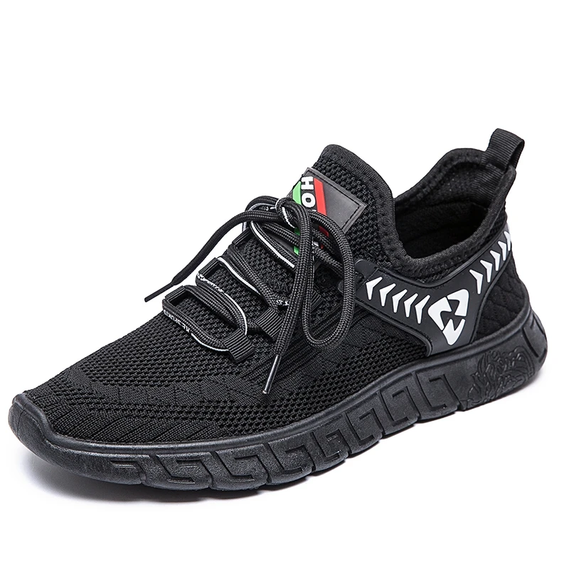 

New Style Fashion knitted Sports Breathable Casual Running Shoes for Men, White+black/white/white+red