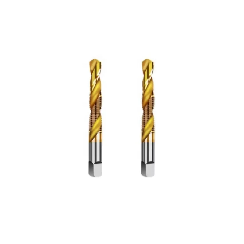 HSS M3-M12 Titanium Plated Composite Tap Square Shank Combined Drill and Tap Integrated Tap Machine with Hole Chamfer Tool