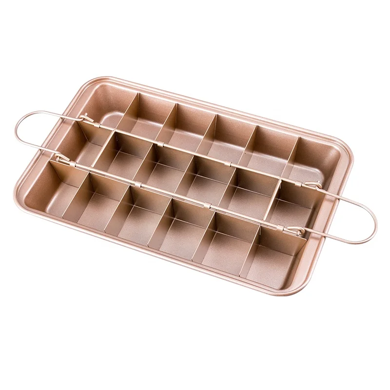 

Amazon hot sale Non stick carbon steel Brownie Baking Pan with Built-In Slicer, Champagne gold