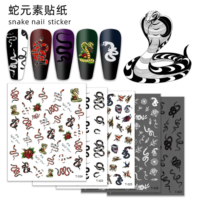 

Hot style snake nail stickers dark python nail stickers, As per the picture