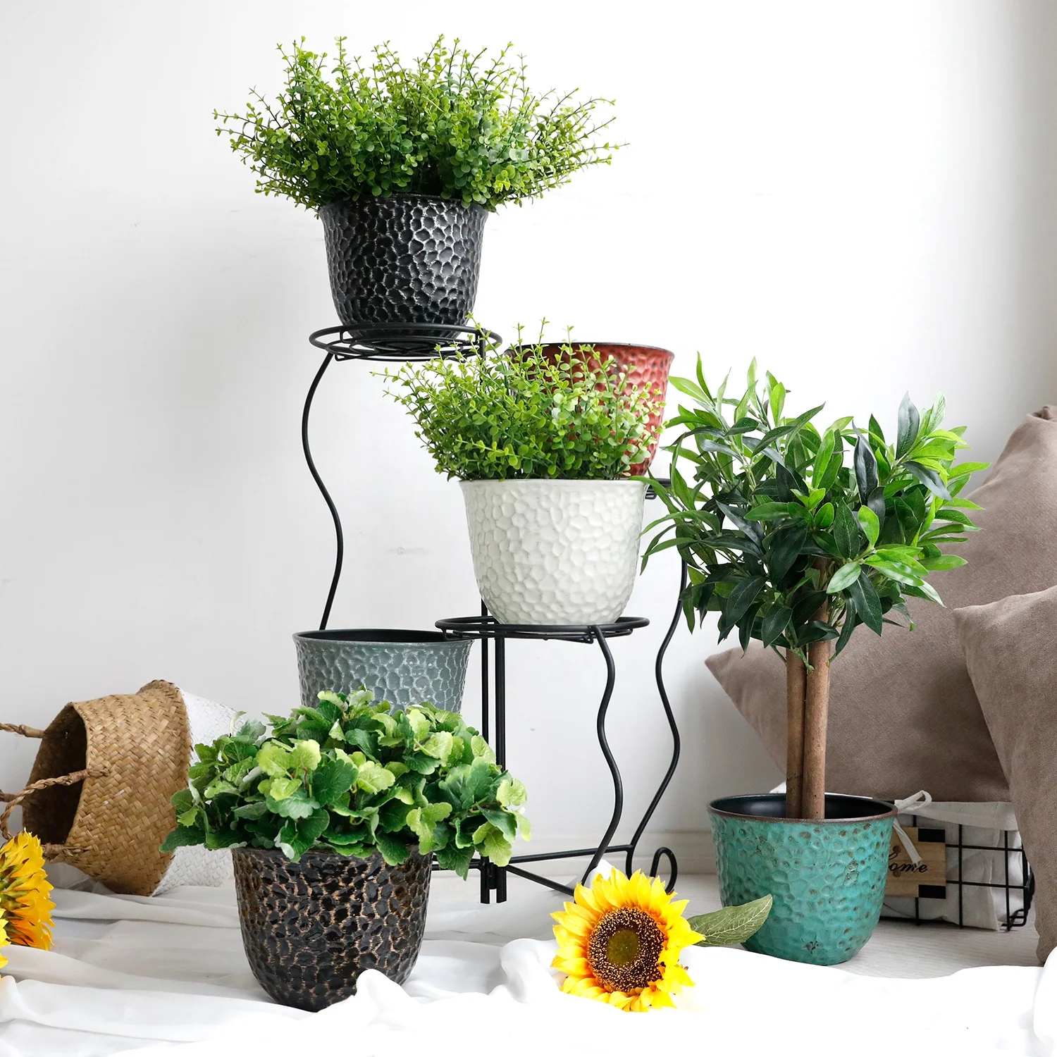 

6PCS 8 Inch High Quality Hot Plastic Honeycomb Manufacturer Flower Pot, Reddish black