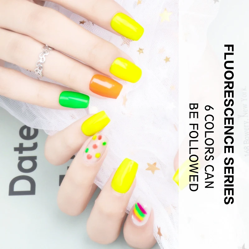 

Fluorescent Light Therapy Glue Magic Fruit Fashion Color Nail Set Glue, 6 colors