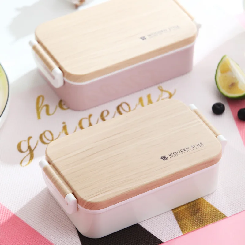 

Factory rectangular wooden sense lunch box with tableware lunch box for students