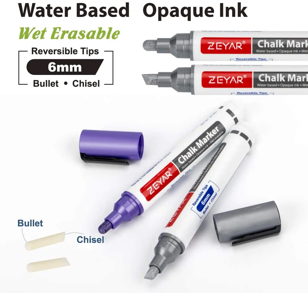 Customization Liquid Chalk Markers Metallic Color Reversible Bullet And
