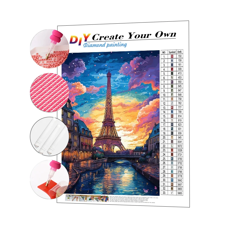 

Hot Sale 5d Diy Diamond Painting Kits For Adults Beautiful Scenery Eiffel Tower Ab Drill Square And Round Drill Wall Decor Gifts