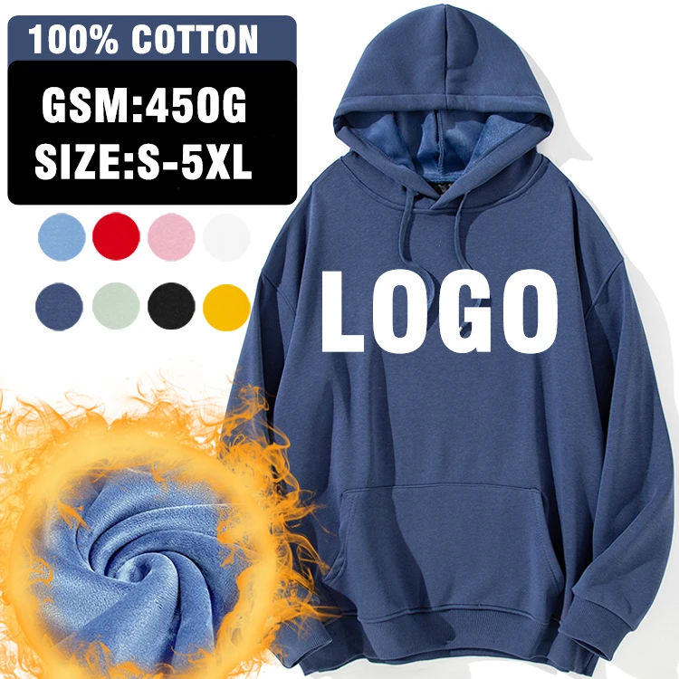 

100% Cotton Thick Hoodie Premium Pullover Sweatshirts Top Heavyweight Fleece Plain Women'S Hoodies