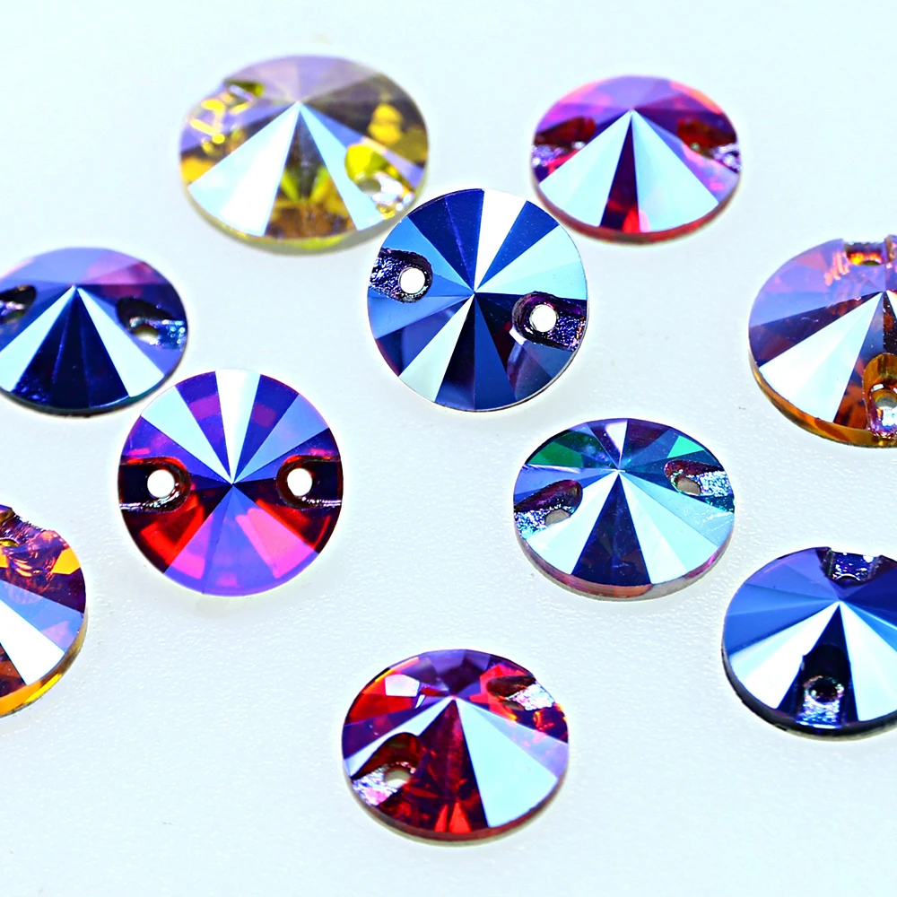 

K9 Dongzhou Special coating color round rivoli gemstones flat back sew on rhinestone for diy clothing