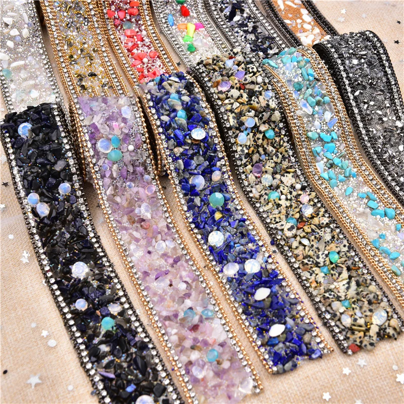 Fashion Hot Fix Rhinestone Tape Trim 3.5cm*50cm Sew On Rhinestone Sheet For Dresses