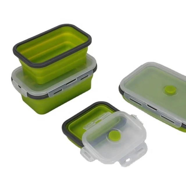 Caja De Almuerzo Bento De Silicona Plegable Contenedor De Alimentos