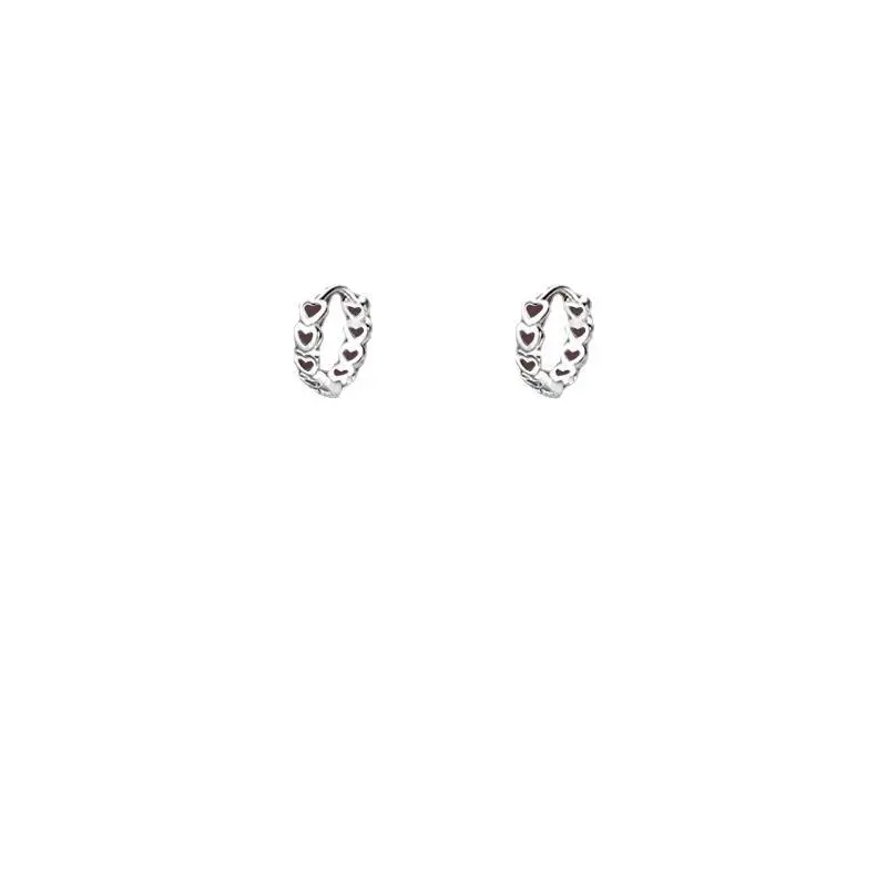 2023 INS Fashion 925 Sterling Silver Chic Punk Plain Heart Silver Hoop Earring Fine Jewelry for Women