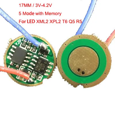 Single Mode 3V-18V 16mm Flashlight Driver Circuit Board Cree T6 XM-L2 LED Torch 