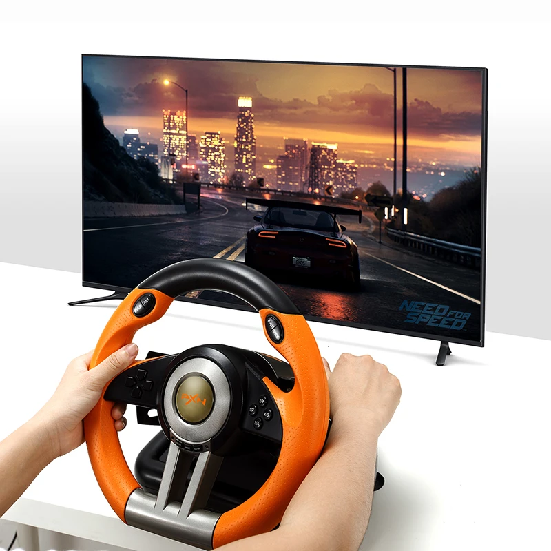 

PXN-V3II High Quality Racing Game Wired Steering Wheel with Brake Pedal for Xbox one/Xbox series/ PC/PS3/PS4/Switch, Orange;black