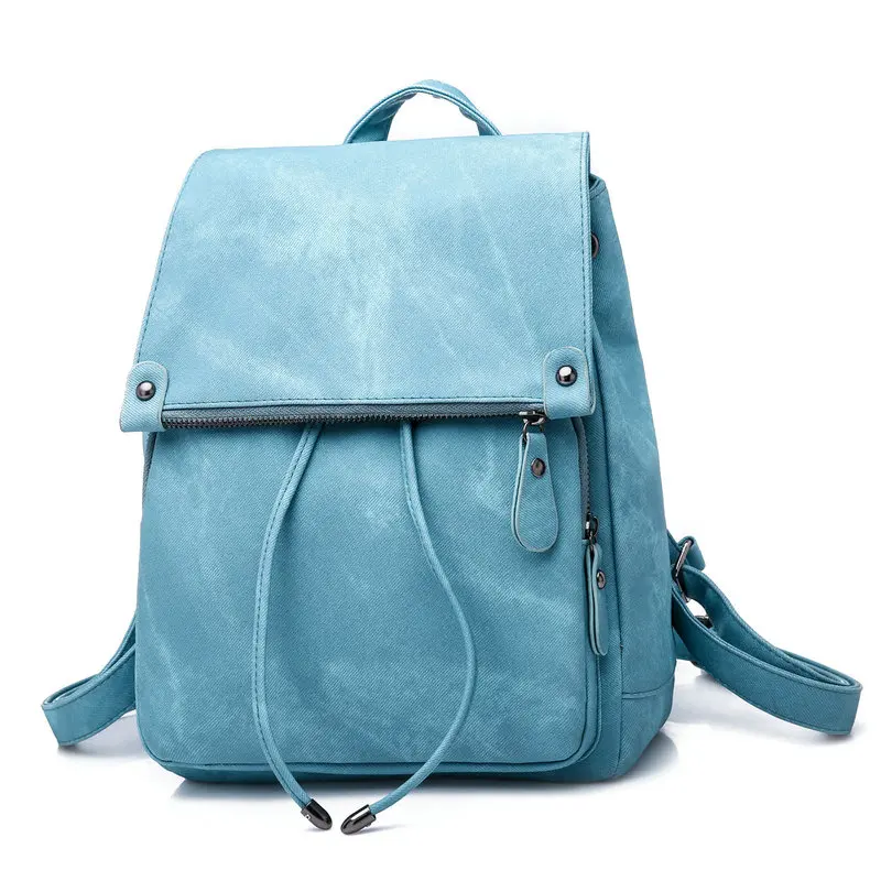 

Imitating denim washing pattern soft surface light weight student backpacks