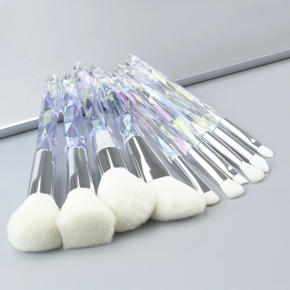 

RTS China Vendor Wholesale Price Transparent Crystal Bling Make Up Brushes, Customized color