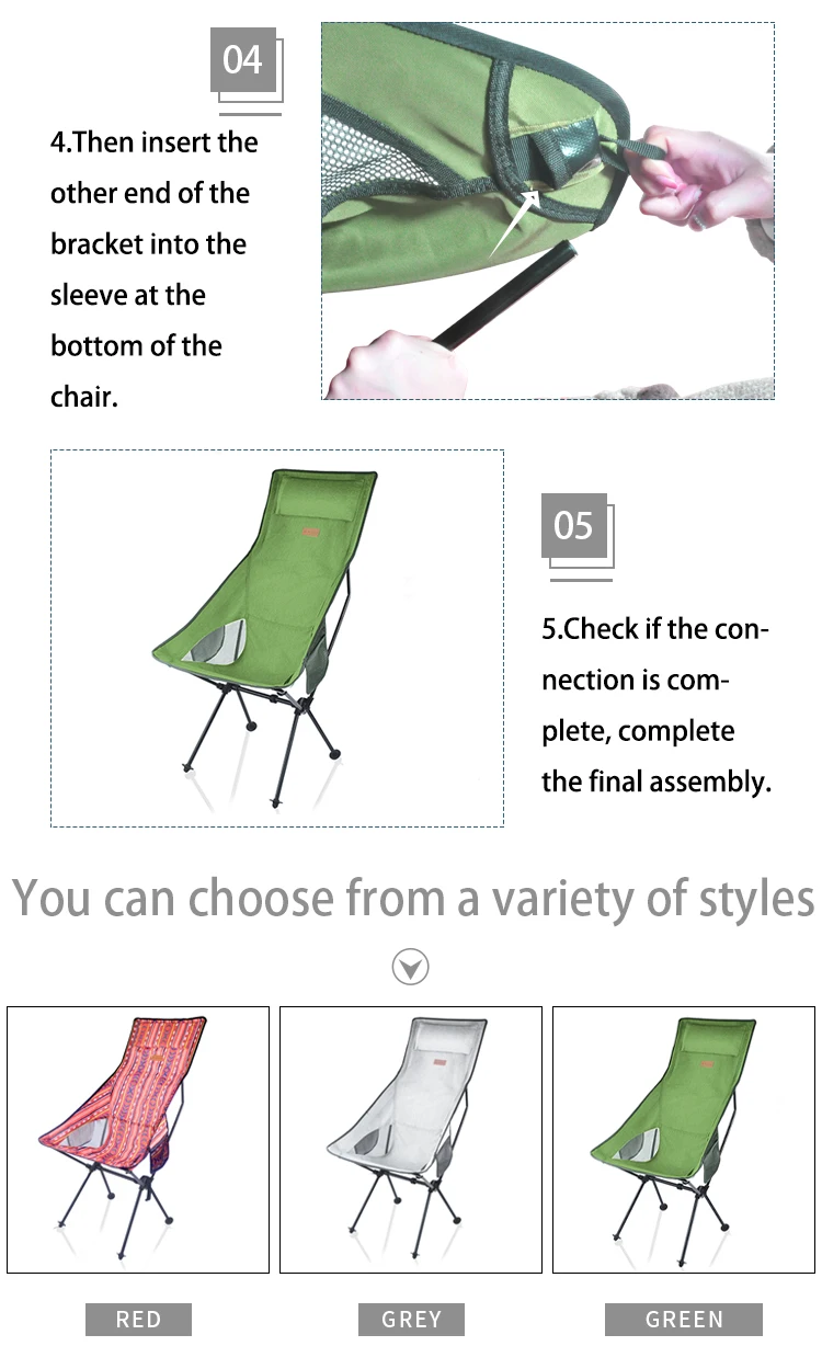 2021 New Design High Folded Chair Oversized Camping Chair Ultra Light