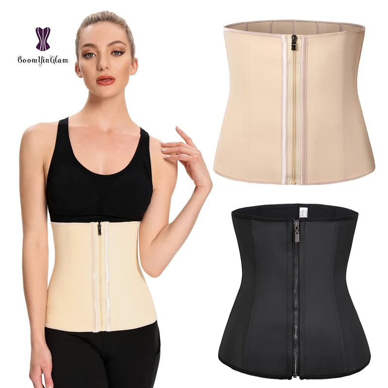 

Ann Cherry Waist Trainer Corset Waist Trimmer Workout Zip Up Hooks Waist Cincher Latex Private Label Shaper