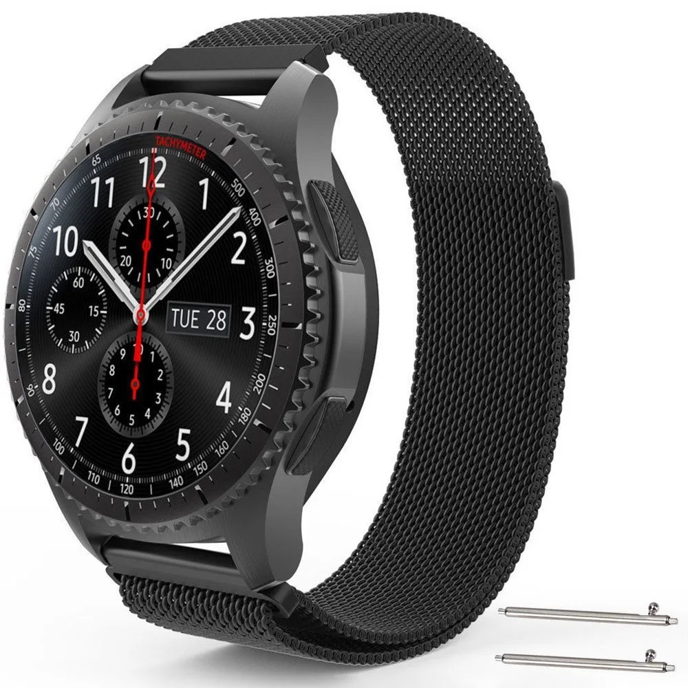 

Luxury Stainless Steel Strap Replacement for Samsung Gear S3 Classic / Frontier Smartwatch Band 22MM Buckle Strap Watch Band, Photos show